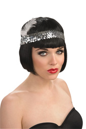 Black Sequin Flapper Headpiece