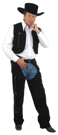 Black Suede Chaps and Vest Cowboy Costume