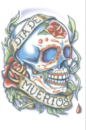 Day of The Dead La Rosa Skull Temporary Tattoo