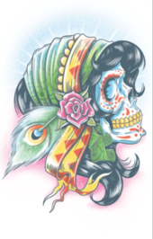 Day of The Dead Lady Gitanos Temporary Tattoo