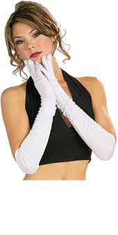 Long White Polyester Gloves