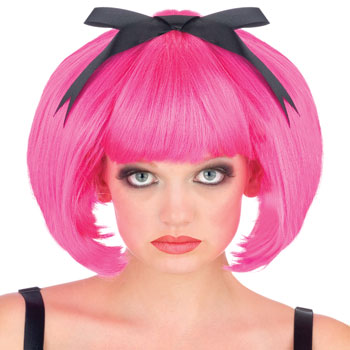 Pink Bob wig with bow