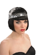 Black Sequin Flapper Headpiece