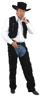 Black Suede Chaps and Vest Cowboy Costume