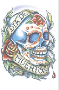 Day of The Dead La Rosa Skull Temporary Tattoo