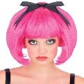 Pink Bob wig with bow