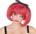 Red Bob wig with bow